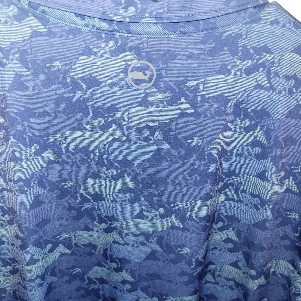 Vineyard Vines Performance Polo Shirt Mens‎ Large Blue Horse Print Short Sleeve - Picture 6 of 7